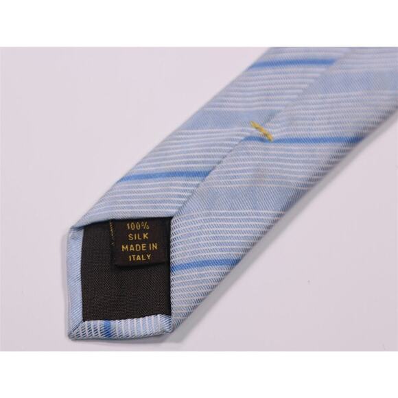 Louis Vuitton Men's Light Blue Striped Silk Necktie Tie - Picture 6 of 7